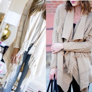 Sweater Fringe Open Cardigan